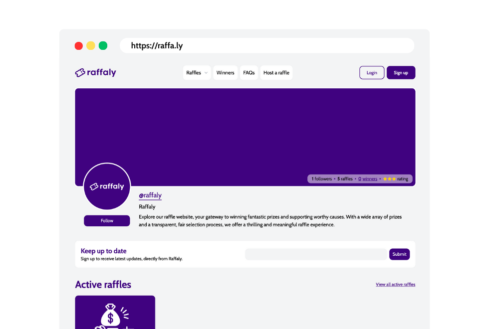 Raffaly profile page with a custom domain